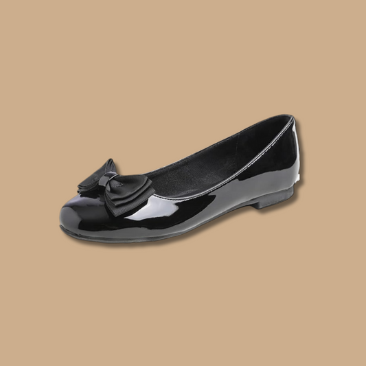 Glossy Noir Ballet Flats